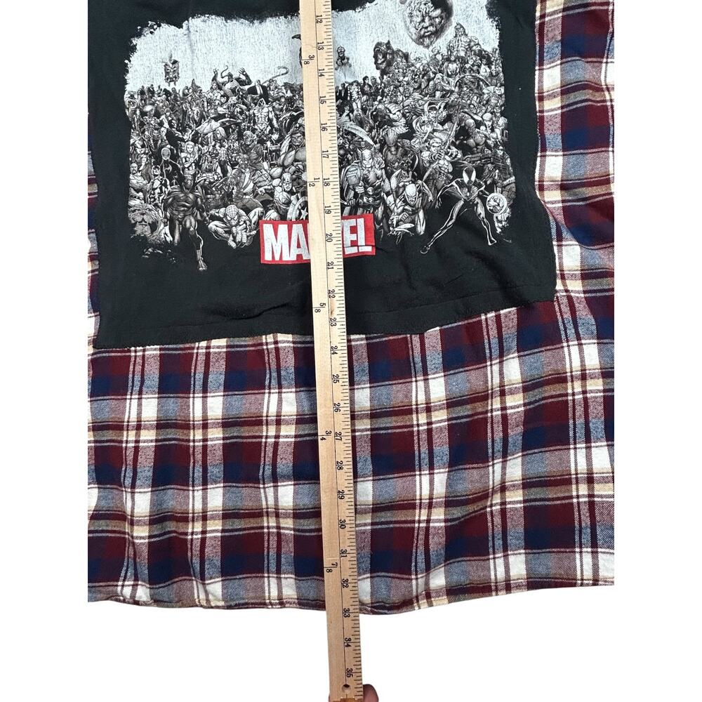 Marvel Comics St. John’s Bay Upcycled Plaid Flannel Shirt Men’s 4XLT OOAK - Picture 5 of 9